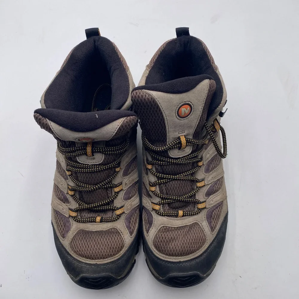 Merrell Moab 2 Mid Hiking Boots Mens 9.5 Walnut Brown Suede Vibram Trail J035869